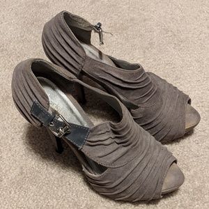 Gray Ankle Bootie Heels